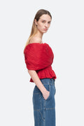 Loren Solid Off Shoulder Top - Ruby