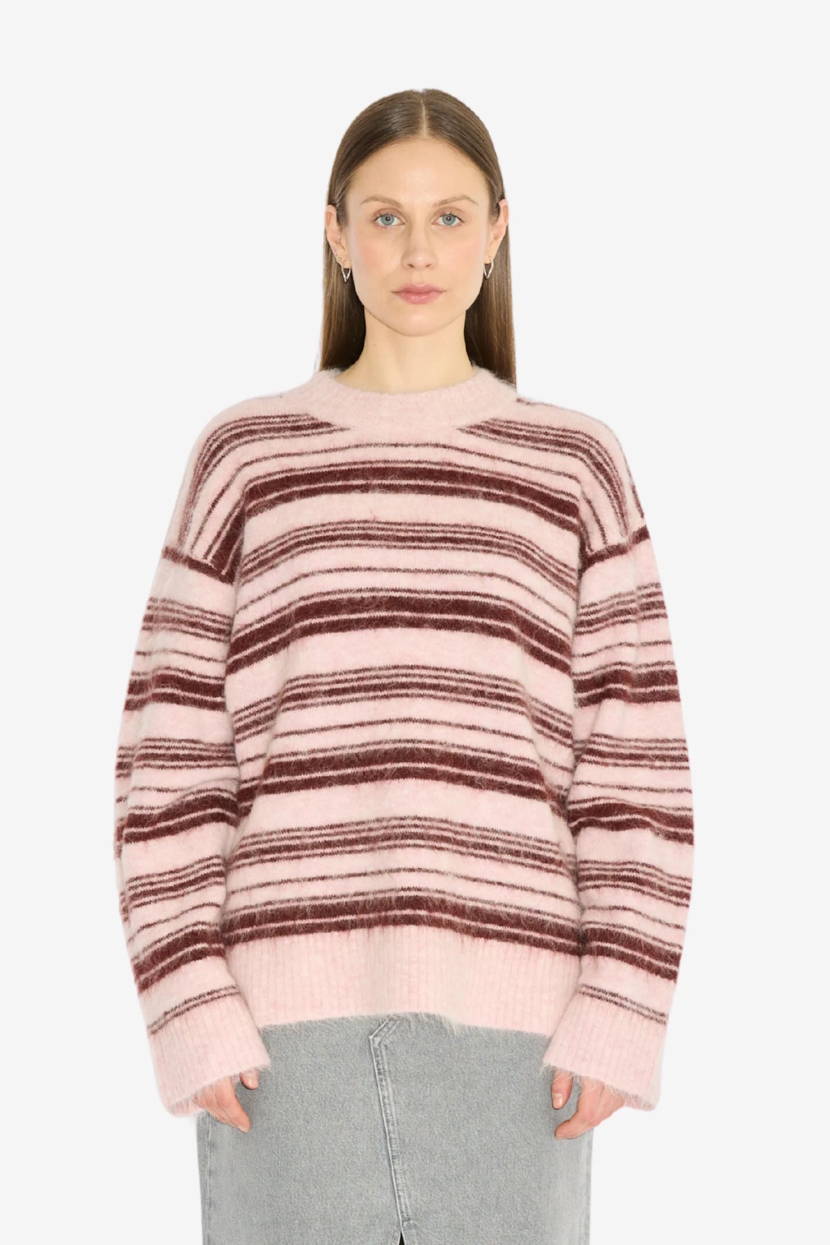 Fluffy Stripe Crew - Lt. Pink Mix
