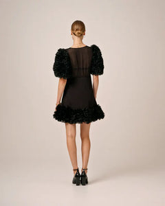 Georgette V-Neck Dress - Black