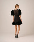 Georgette V-Neck Dress - Black