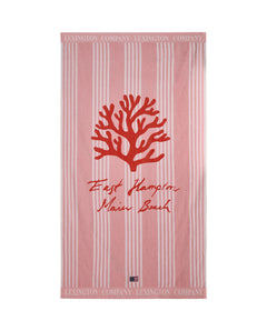 Long Island Beaches Cotton Velour Beach Towel 100X180 - Pink/Coral