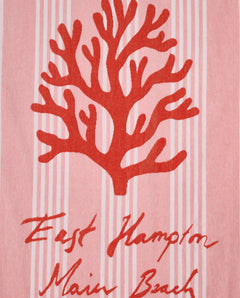 Long Island Beaches Cotton Velour Beach Towel 100X180 - Pink/Coral
