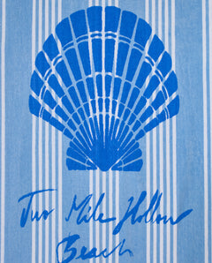 Long Island Beaches Cotton Velour Beach Towel 100X180 - Sky Blue/Blue