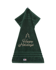 Original Towel Happy Holidays 50X70 - Juniper Green/Lt Beige