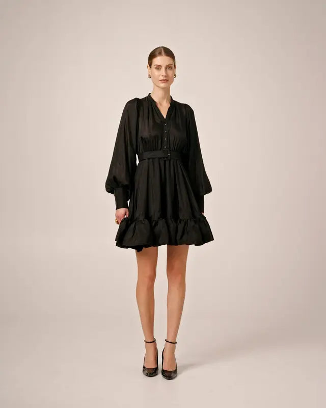 Cupro Mini Dress - Black