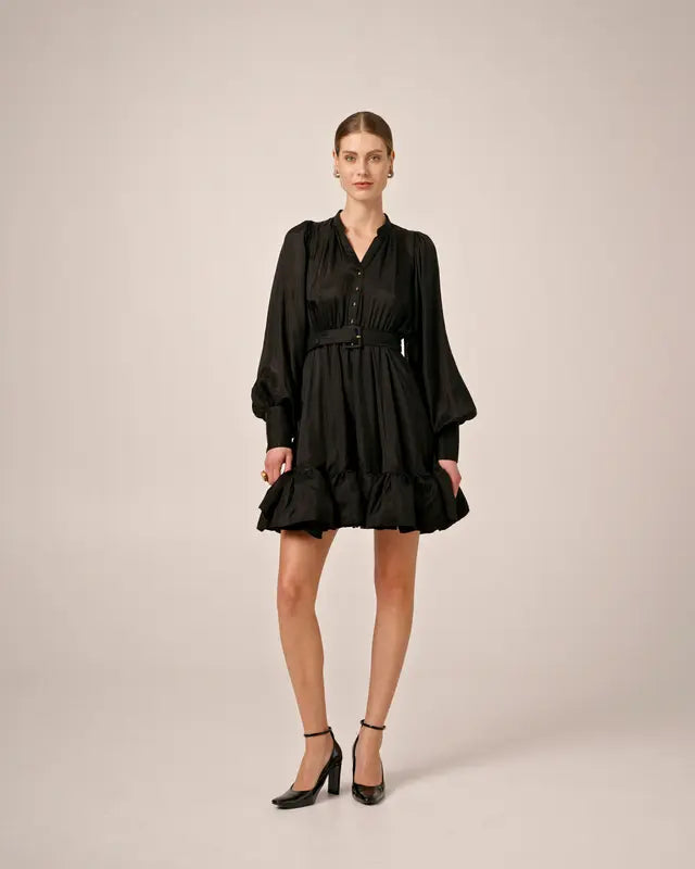 Cupro Mini Dress - Black