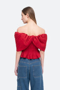 Loren Solid Off Shoulder Top - Ruby