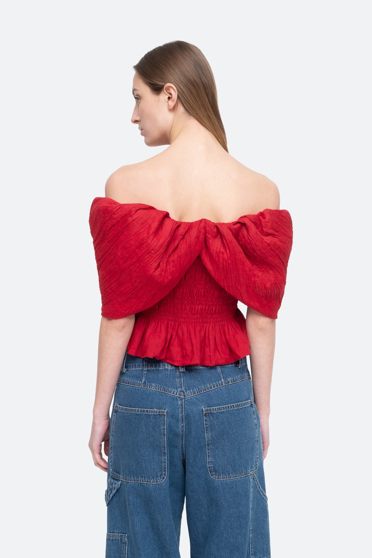 Loren Solid Off Shoulder Top - Ruby