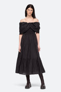 Loren Solid Off Shoulder Dress - Black