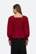 Regina Seersucker L/Slv Top - Röd