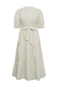 Kate V-Neck Long Stripe Dress - Off White/Black Stripe