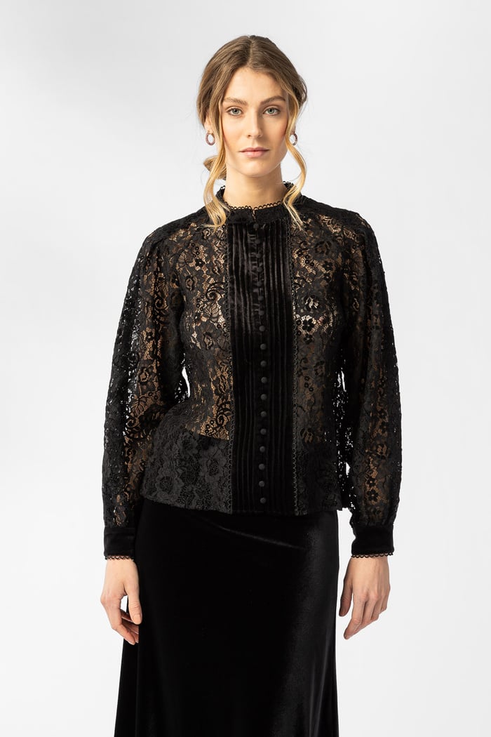 Inez Blus - Svart spets