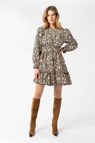 Sophie Mini Dress - Black Jacquard