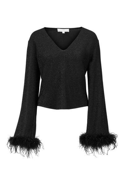 Peach Blouse - Black Glitter