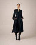 Striped Collared Midi Dress - Navy