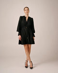 Striped Belt Dress - Black