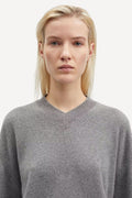 Sabirgitte V-Neck Sweater - Grey Mel