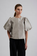 Cleo Puff Sleeve Blouse - Steel Grey