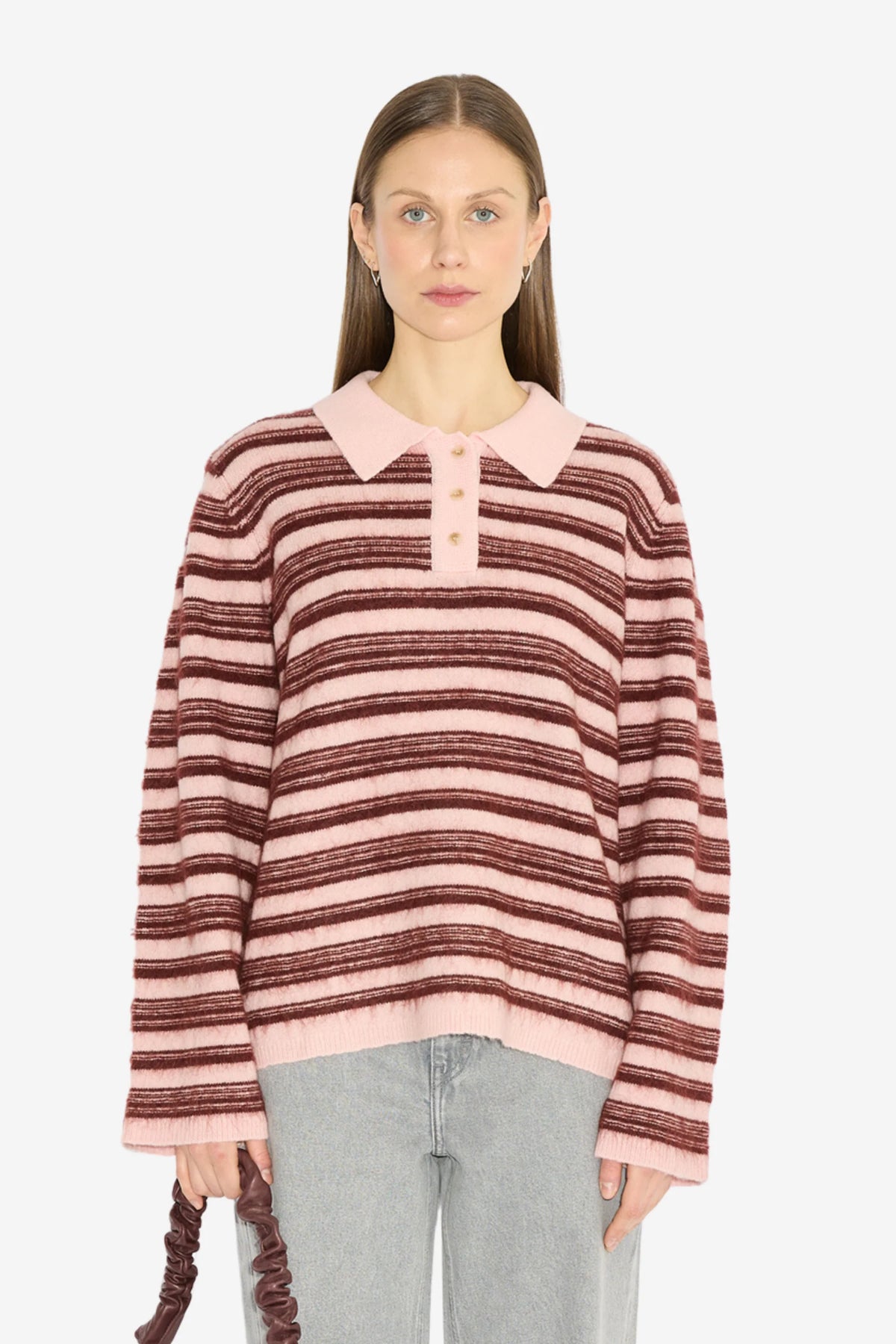 Olivia Wool Polo - Lt. Pink Mix