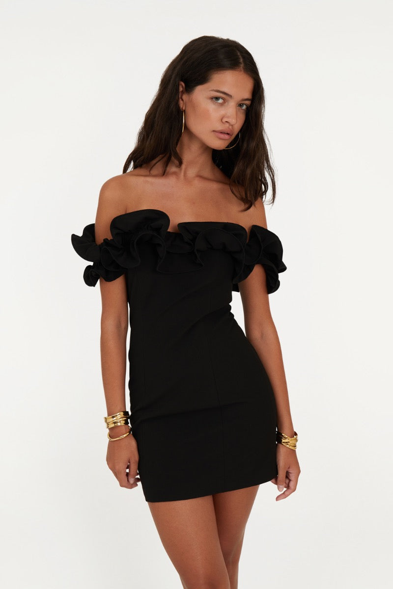 Mini Ruffle Dress - Black