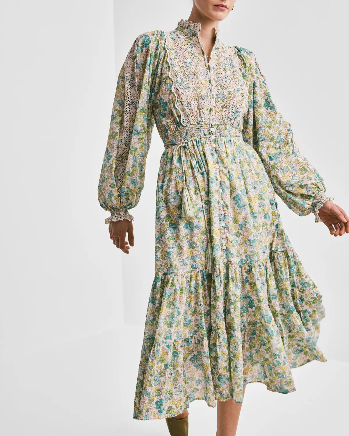 Cotton Slub Midiklänning - Anemone Fields