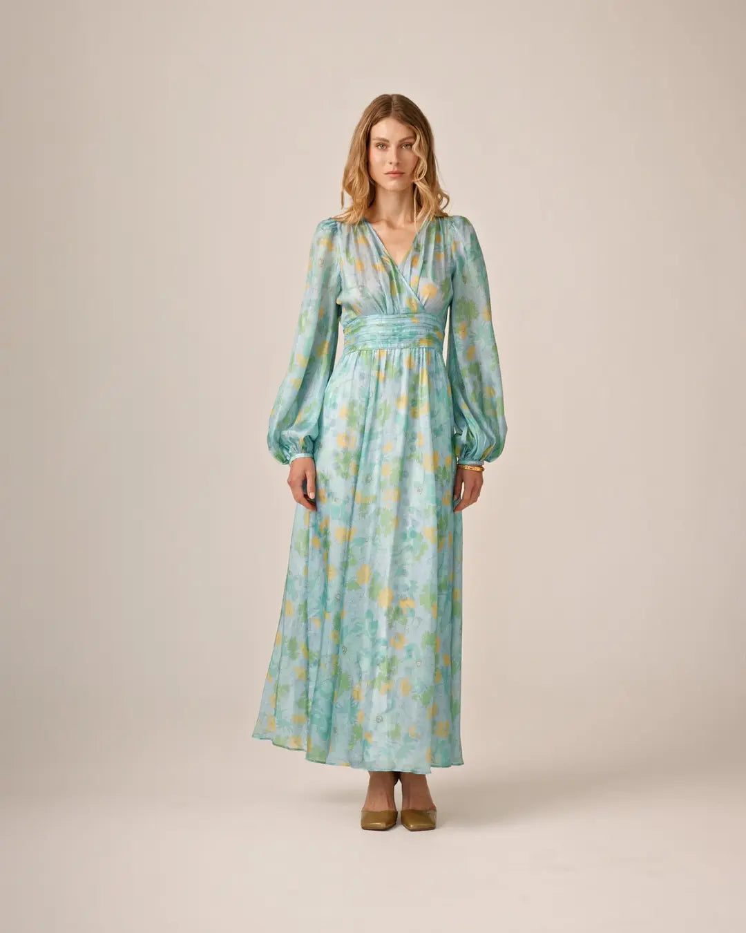 Cupro Tieband Gown - Anemone Field