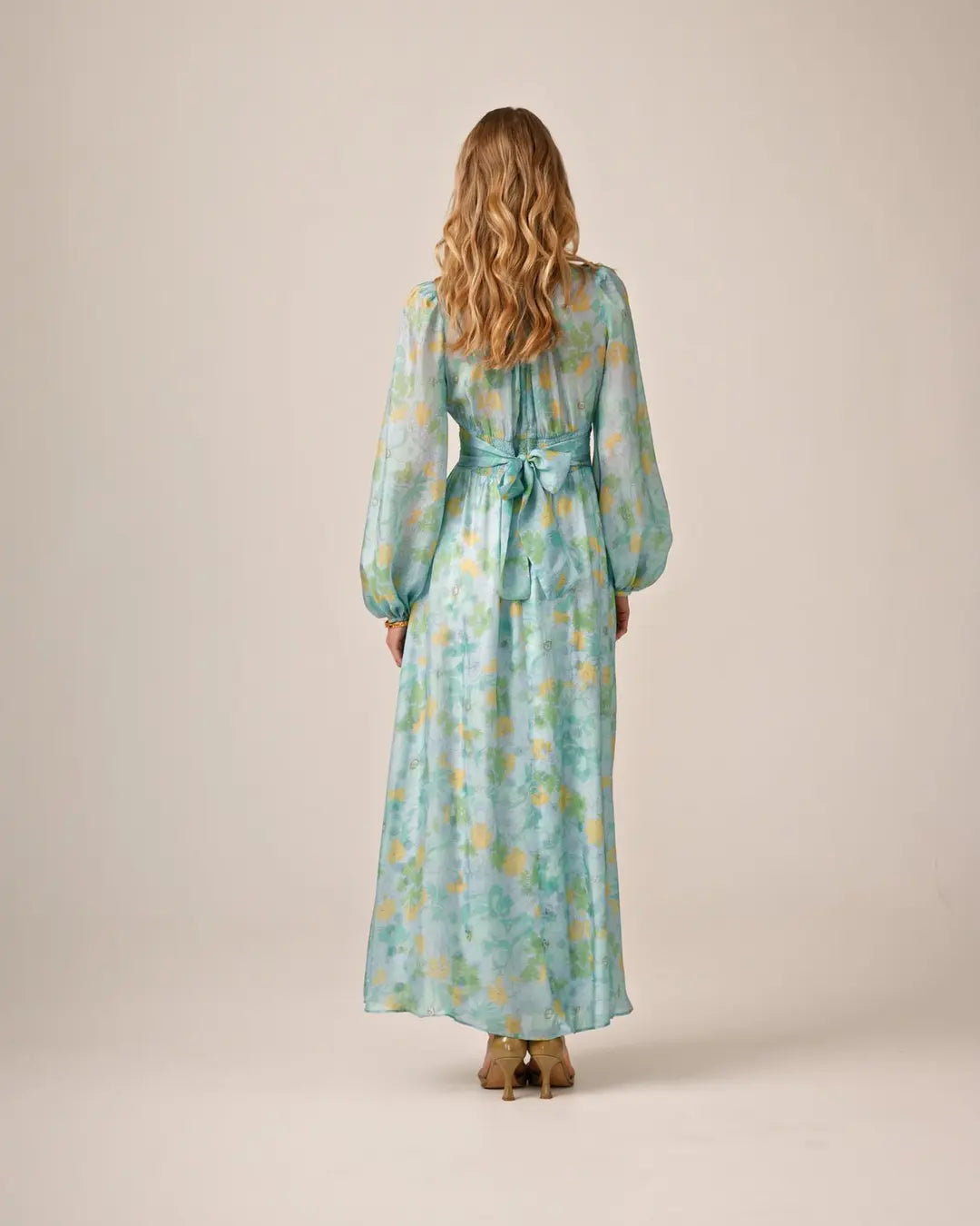 Cupro Tieband Gown - Anemone Field