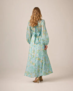 Cupro Tieband Gown - Anemone Field