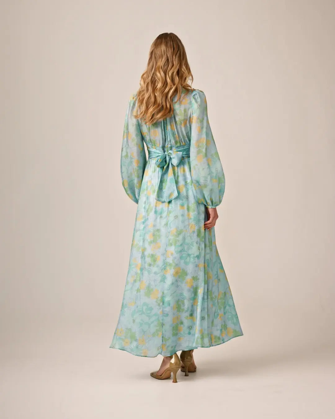 Cupro Tieband Gown - Anemone Field