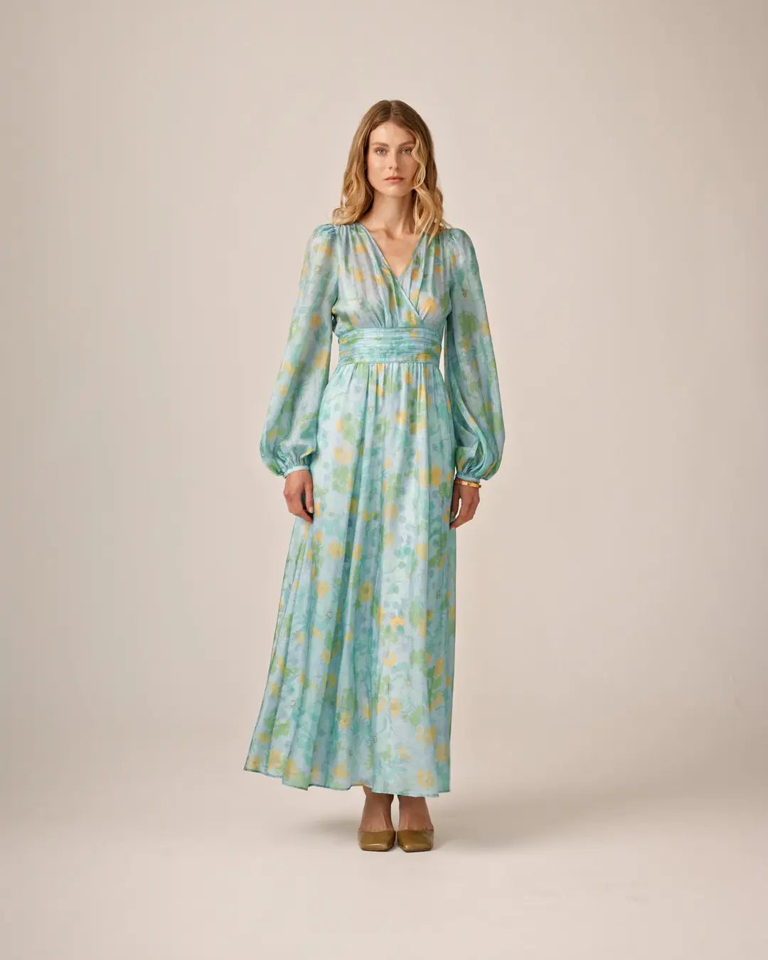 Cupro Tieband Gown - Anemone Field