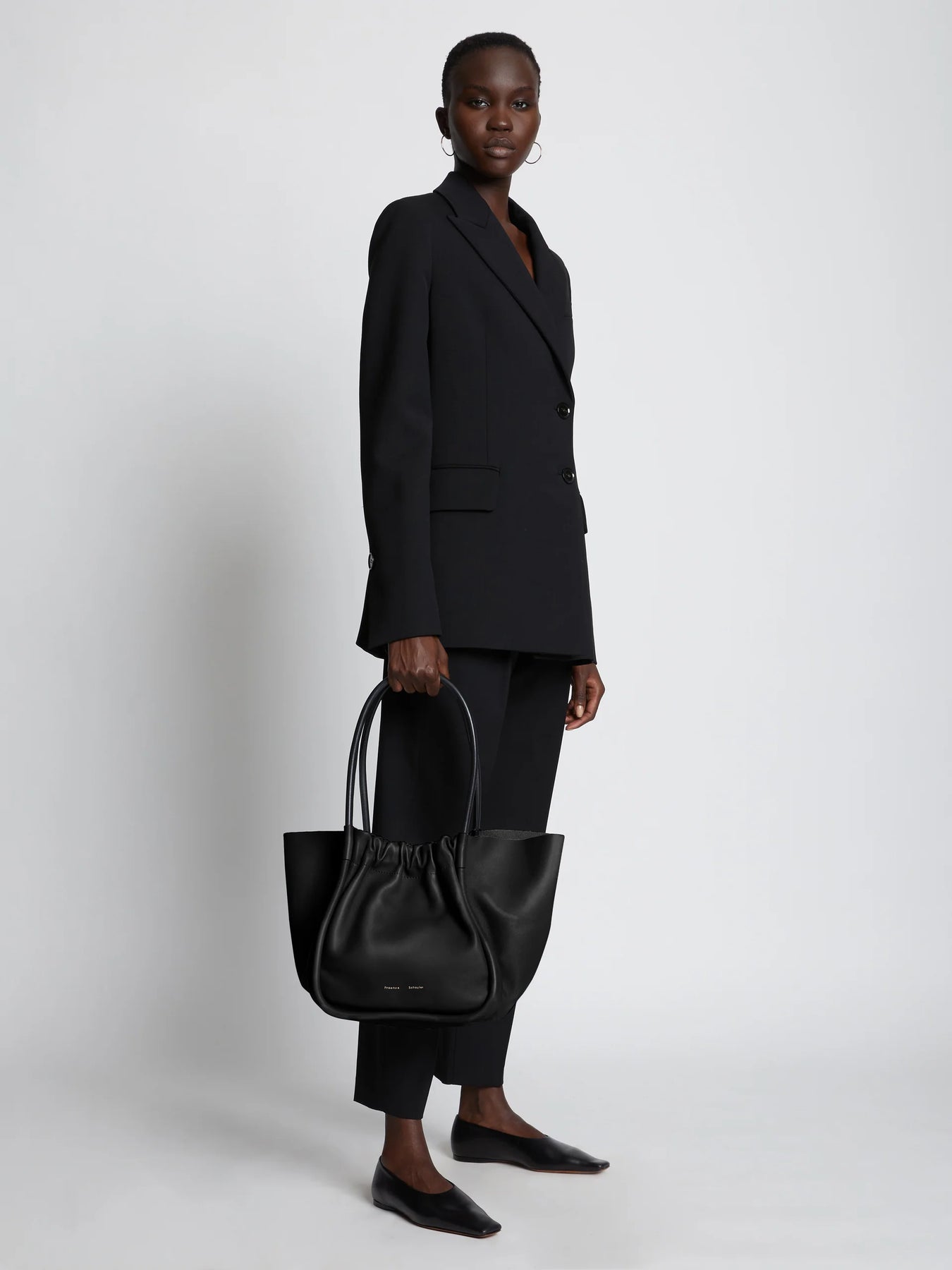 Large Ruched Tote - Black