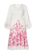 Sasia Deep V Neck Midiklänning - Tulip Pink