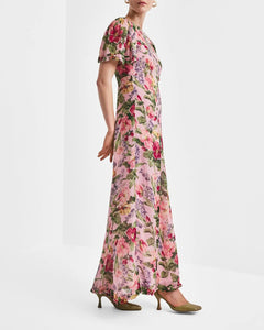 Dotted Georgette Maxi Dress - Pink Blossom