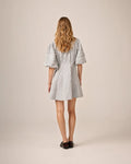 Seersucker Decorated Dress - Blå
