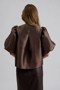 Cleo Puff Sleeve Blus - Chocolate