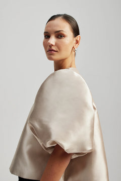 Cleo Puff Sleeve Blouse - Soft Beige