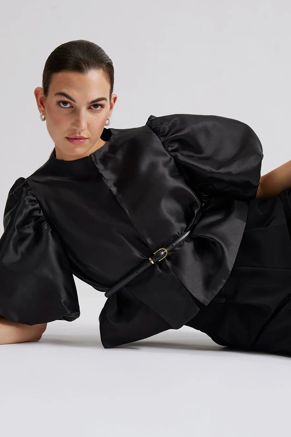 Cleo Puff Sleeve Blus - Svart