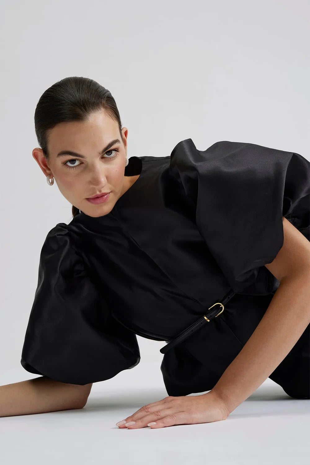 Cleo Puff Sleeve Blus - Svart