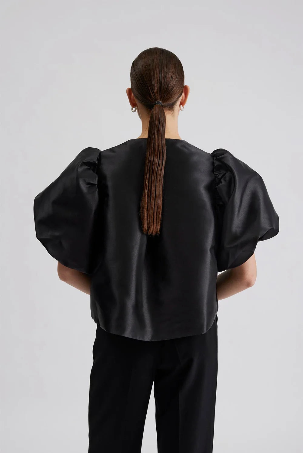 Cleo Puff Sleeve Blus - Svart