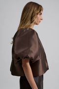 Cleo Puff Sleeve Blus - Chocolate