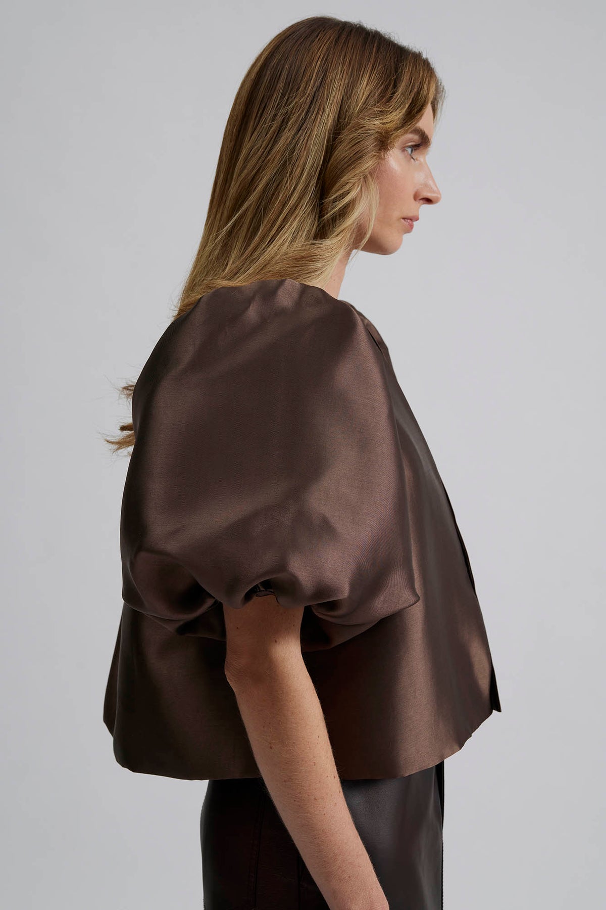 Cleo Puff Sleeve Blus - Chocolate