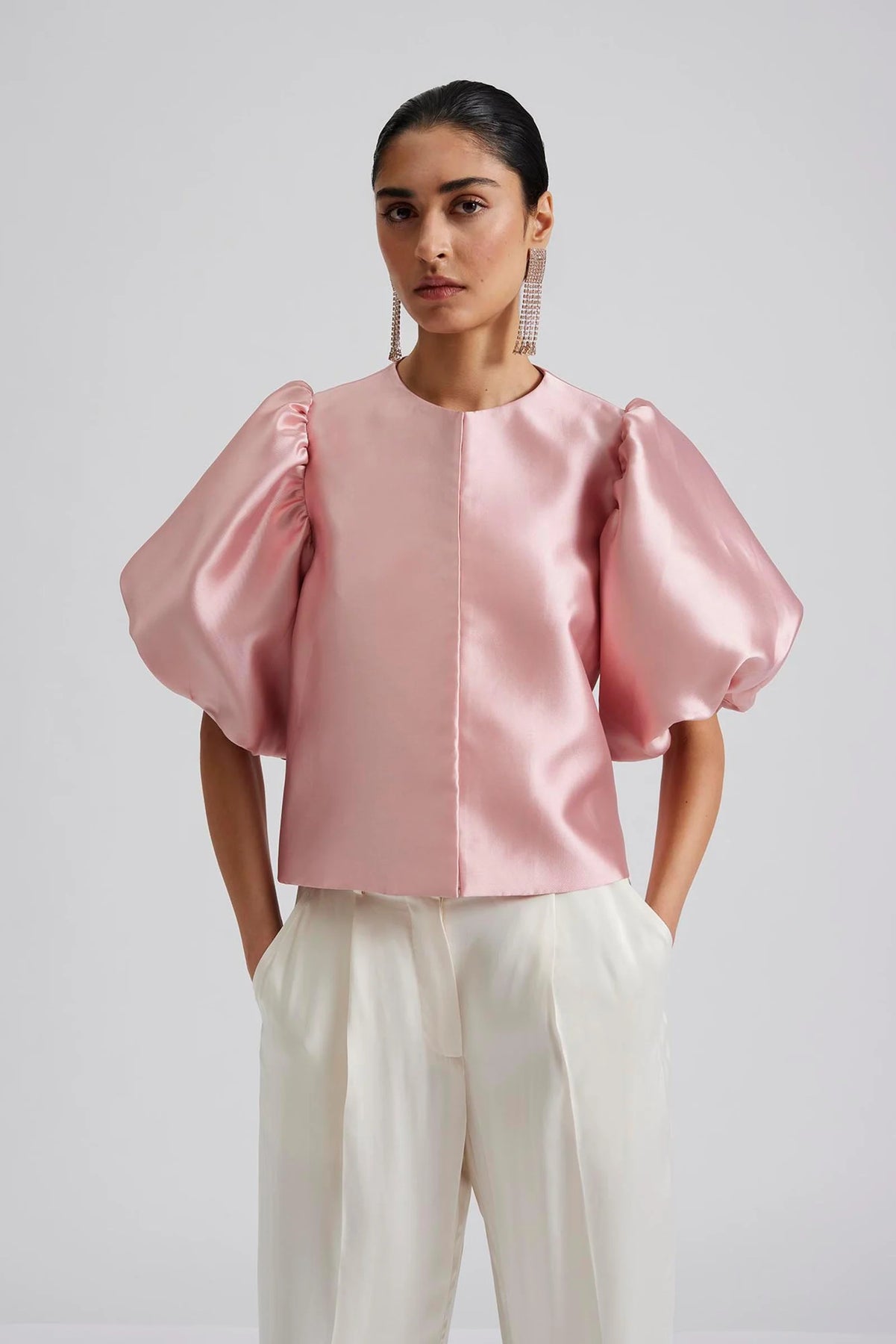 Cleo Puff Sleeve Blouse - Blush