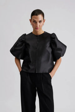 Cleo Puff Sleeve Blouse - Black