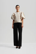 Cleo Puff Sleeve Blouse - Soft Beige