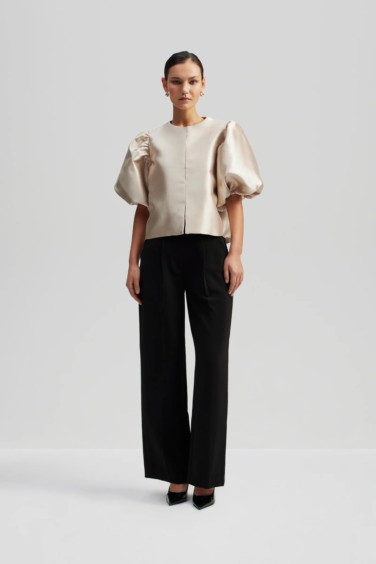 Cleo Puff Sleeve Blouse - Soft Beige