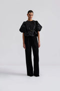 Cleo Puff Sleeve Blus - Svart