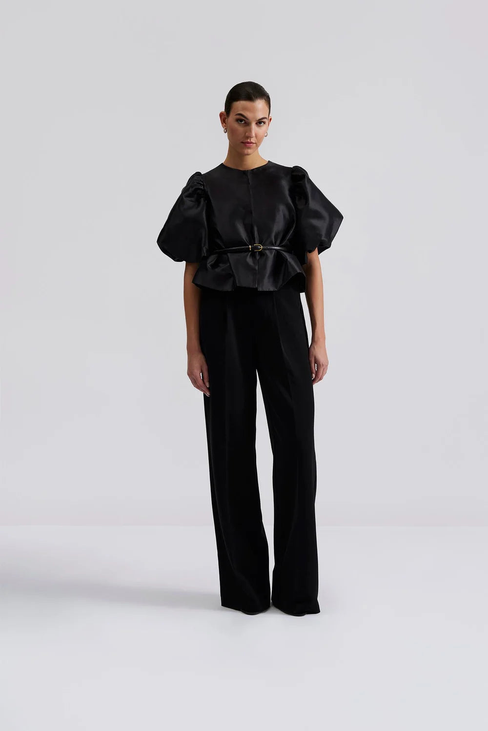 Cleo Puff Sleeve Blus - Svart