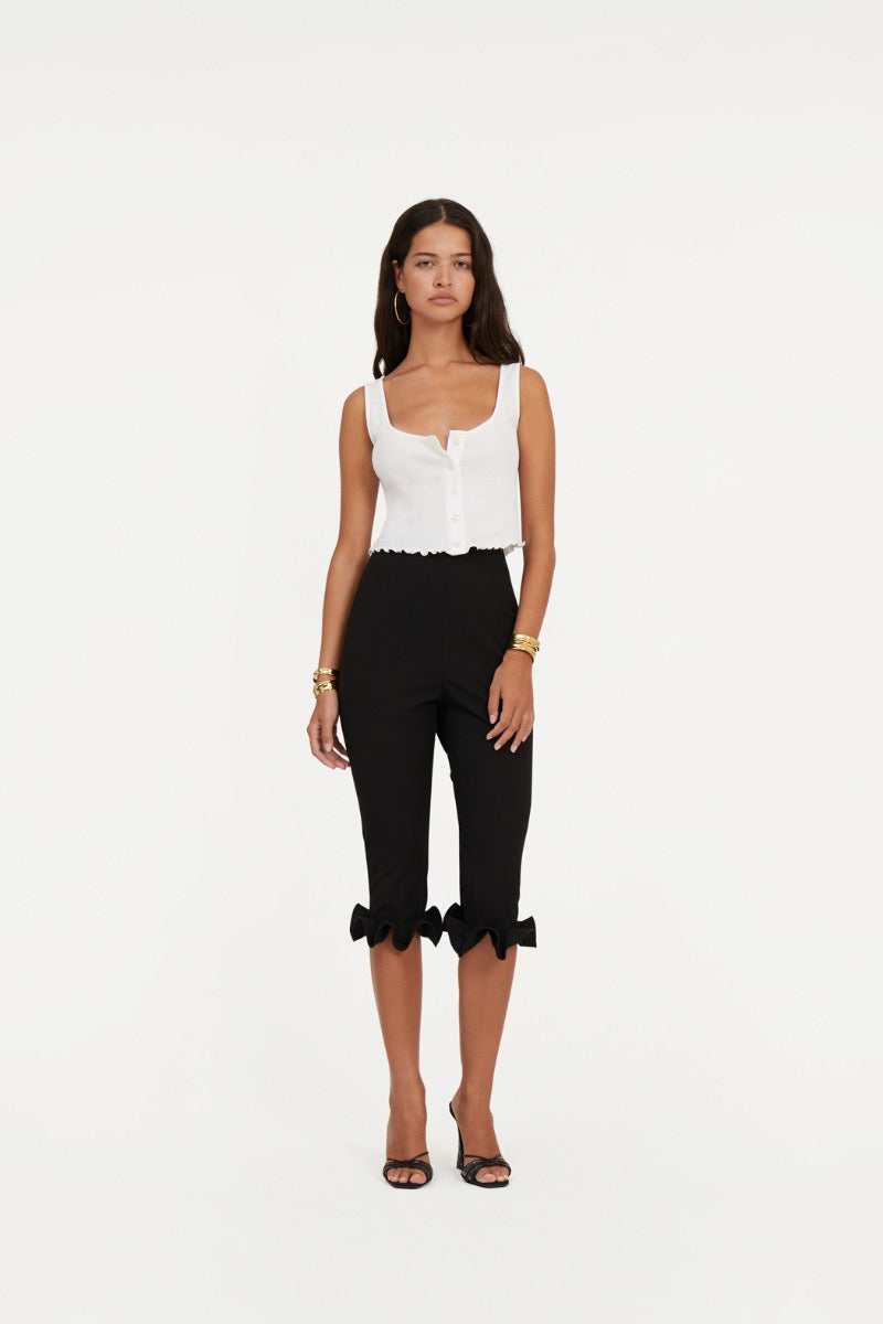 Capri Ruffle Pants - Svart