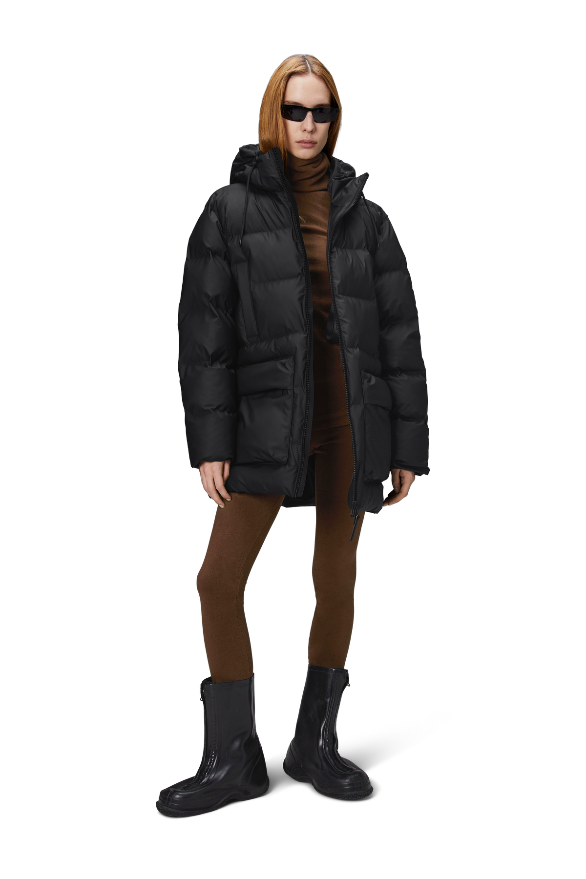 Alta Long Puffer Cargo Jacket W3T4 - Black