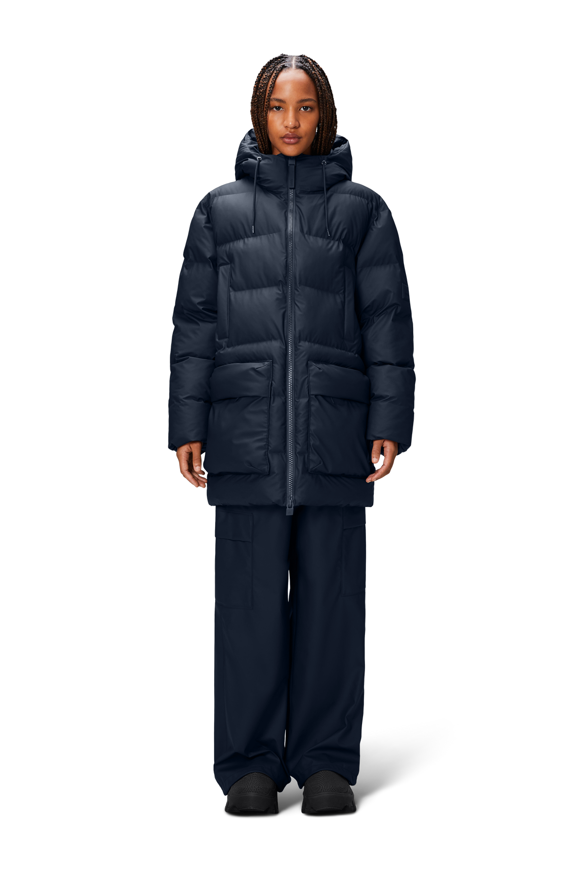 Alta Long Puffer Cargo Jacket W3T4 - Navy
